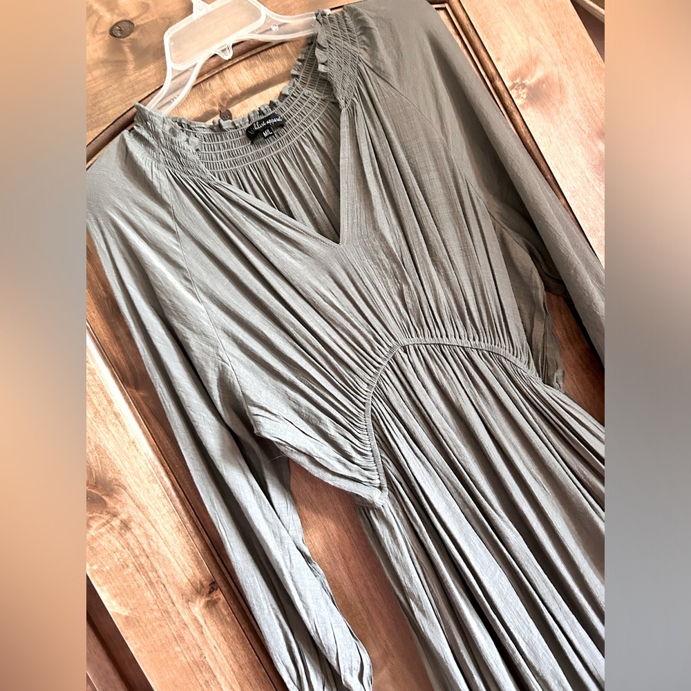 Gorgeous ankle-length, olive green dress from Wishlist Apparel.